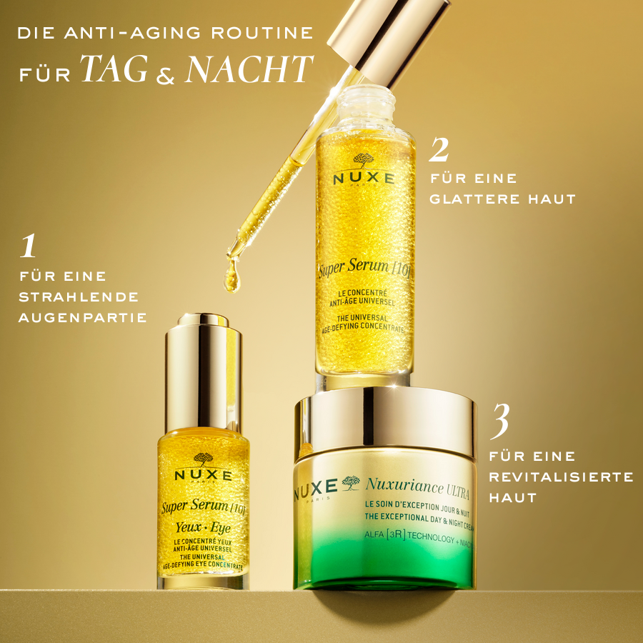 NUXE Anti-Aging revitalisierend straffend Lifting- Effekt restrukturierend beruhigend glättend feuchtigkeitsspendend erfrischend erneuernd schützend Retinol wirksam regenerierend Niacinamid Hyaluronsäure strahlend Falten jugendliche Haut Tagescreme Nachtcreme korrigierend pflegend aufpolsternd Trockene Haut Naturkosmetik reife Haut Alle Hauttypen